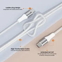 VIDVIE - Cable Tipo C Tipo C Cable 2 mts 60W Trenzado CB4038-2C&C