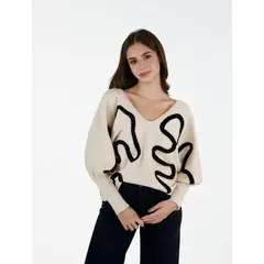 MOLGOA - Suéter para Mujer Cuello V- The Garden