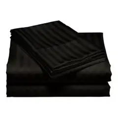 GENERICO - Juego de Sábanas Unicolor en Polialgodón 600 Hilos Negro Para Cama Sencilla