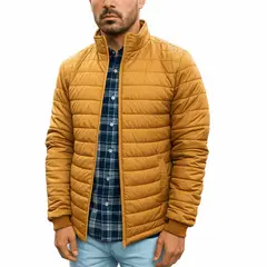 FG STORE - Chaqueta MOSTAZA Hombre impermeable invierno capota térmica
