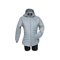 FG STORE - Chaqueta GRIS CLARO mujer impermeable invierno capota térmica