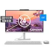 LENOVO - TODO EN UNO INTEL N100 SSD 512GB RAM 8GB LED 24 FULL HD BLANCO
