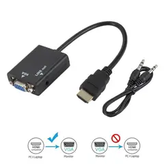 SEISA - Cable Convertidor Hdmi A Vga Con Audio - Incluye Cable Audio