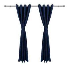ADVANCE - Pack x2 Cortina de Aros Azul oscura En Jacquard 280 cms x 210 cms