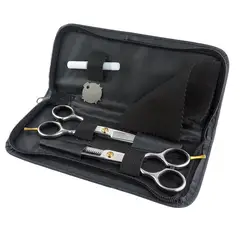 STRONGCASE - Kit Tijeras X2 Microdentada Y Entresacadora Strong Scissors Silver 55