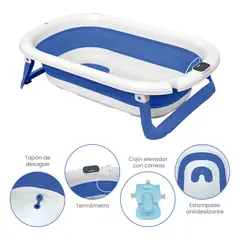 PRIORI - Bañera Bebe Plegable Portátil Lee Azul