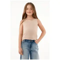 TENNIS - Camiseta crudo manga sisa para niña
