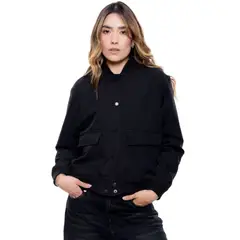 COLOR BLUE - Chaqueta Bomber Con broches Y Bolsillos