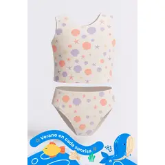 LILI PINK - Vestido de baño de dos piezas en microfibra para niña