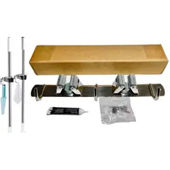 MAZUGI - 2 Estantes Y 3 Ganchos Soporte De Pared Para escobas, traperos, etc.