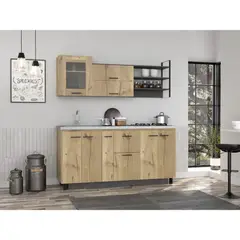 RTA DESIGN - Cocina Integral Zibia Café Claro y Piedra Incluye Mesón Izquierdo ZF