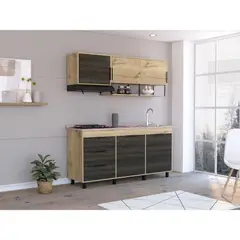 RTA DESIGN - Cocina Integral Larry Café Claro y Grafito Incluye Mesón Derecho ZF