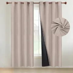 CASATUA - Cortina 100% Blackout Terciopelo 2 Paños 135x220 - Beige