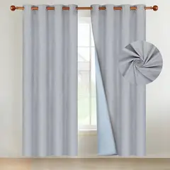 CASATUA - Cortina 100% Blackout Terciopelo 2 Paños 135x220 - Gris