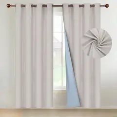 CASATUA - Cortina 100% Blackout Terciopelo 2 Paños 135x220 - Beige