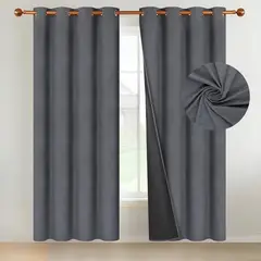 CASATUA - Cortina 100% Blackout Terciopelo 2 Paños 135x220 - Gris oscuro