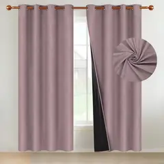 CASATUA - Cortina 100% Blackout Terciopelo 2 Paños 135x220 - Rosa