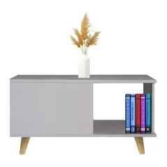 GENERICO - Mesa Auxiliar Mueble Para Sala Sujetalibros Mueble Color Blanco