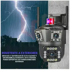 AWEI - Cámara de seguridad para exteriores con lente dual de tres pantallas