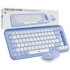 LOGITECH - Combo Teclado Y Mouse POP ICON Lila & Blanco Español