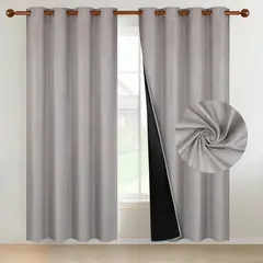 CASATUA - Cortina Blackout Terciopelo Velvet 2 Paños 135x220 - Gris