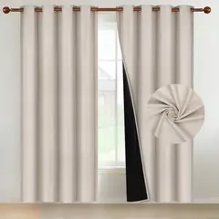 CASATUA - Cortina Blackout Terciopelo Velvet 2 Paños 135x220 - Beige