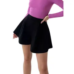 RAINBOW MODA - Falda Short de Mujer Corta Negra Doble Capa Faldas Capas Boleros Dama