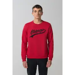 KOAJ - Buzo cuello redondo rojo oscuro con diseño college Hombre