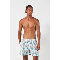 KOAJ - Bermuda playera crema clara con diseños marinos Hombre