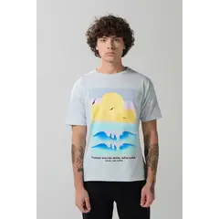 KOAJ - Camiseta manga corta unicolor con estampado en frente HOMBRE