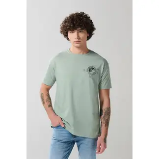 KOAJ - Camiseta manga corta verde clara con diseño de playa Hombre