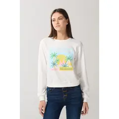 KOAJ - Buzo unicolor con diseño playero y cuello redondo Mujer