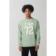 KOAJ - Buzo cuello redondo unicolor con estampado en frente es Hombre