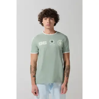 KOAJ - Camiseta verde clara manga corta con contrastes colleg Hombre