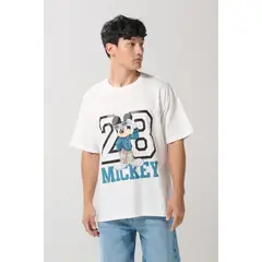 KOAJ - Camiseta crema clara oversize manga corta de Mickey Hombre