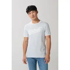 KOAJ - Camiseta azul clara manga corta college con contrastes Hombre