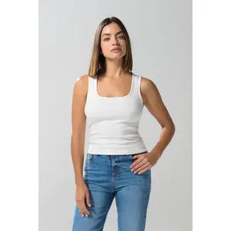 KOAJ - Camiseta unicolor manga sisa con escote cuadrado Mujer