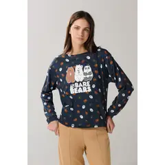 KOAJ - Camiseta manga larga azul con diseños de Escandalosos Mujer