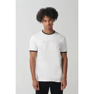 KOAJ - Camiseta college con contrastes y manga corta crema Hombre