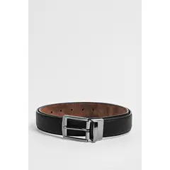 KOAJ - Cinturón reversible negro con hebilla cuadrada y textur Hombre