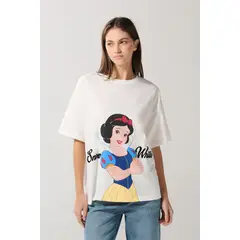 KOAJ - Camiseta oversize manga corta crema de Blanca Nieves Mujer