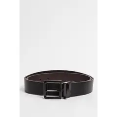 KOAJ - Cinturón negro con sistema reversible y hebilla cuadra Hombre