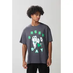 KOAJ - Camiseta gris oversize manga corta de Green Day Hombre