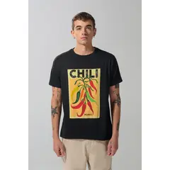 KOAJ - Camiseta cuello redondo negra con diseño de comida Hombre