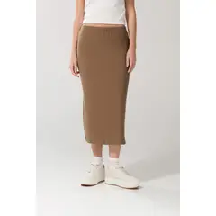 KOAJ - Falda unicolor larga ajustada con abertura posterior Mujer