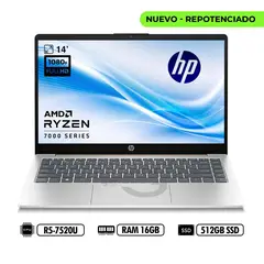 HP - PORTATIL 14-em0009la FHD AMD R5-7520U RAM 16GB LPDDR5 512GB SSD