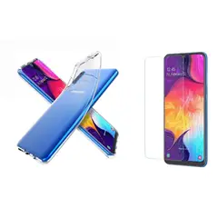 GENERICO - Funda Goma Transparente + Vidrio Templado Samsung Galaxy A50 A50S