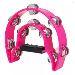 GENERICO - Pandereta Doble Genérica Media Luna 20 Sonajas 20.5cm fucsia