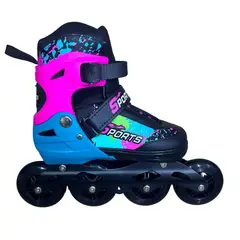 SPORT - Kit Patines Semiprofesional Fucsia Azul Talla S