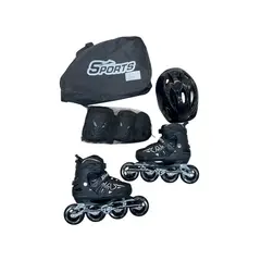 SPORT - Kit Patines Semiprofesionales Negro Talla S